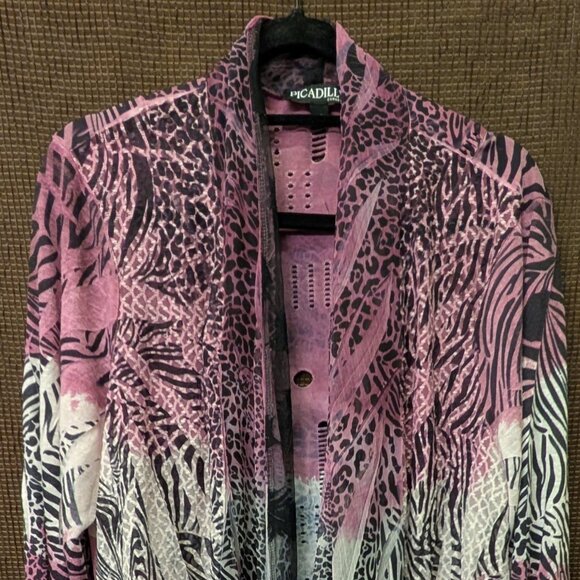 Picadilly Womans Size XL Purple White Animal Print Embellished Shrug B bbmiscand - Picture 1 of 6